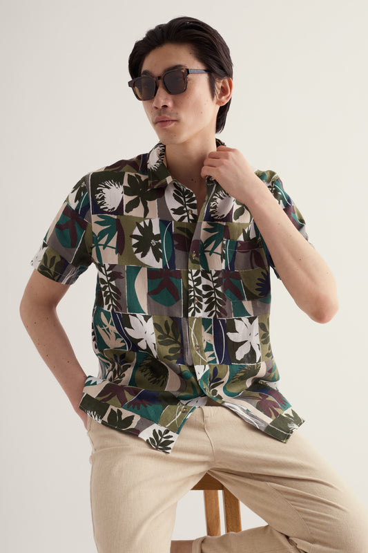 Chemise à manches courtes Héron Bleu pour homme