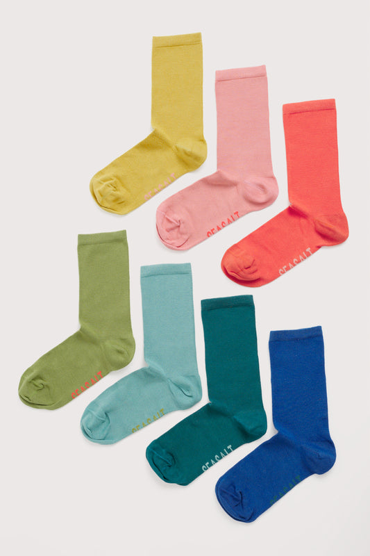 Coffret Cadeau de 7 Chaussettes Fantaisie Unies pour Femme