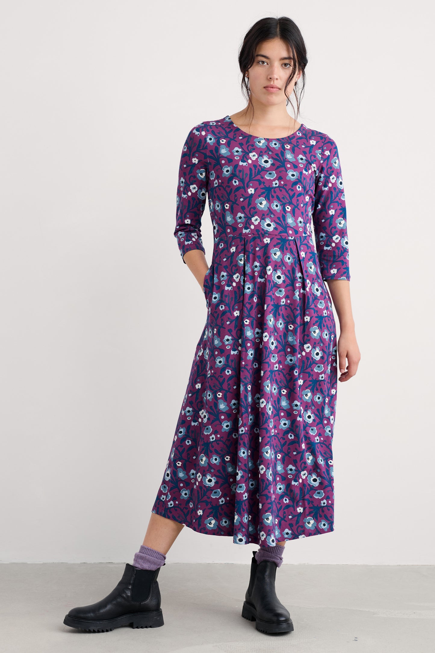 Abito midi Veronica in jersey di cotone biologico certificato GOTS  
