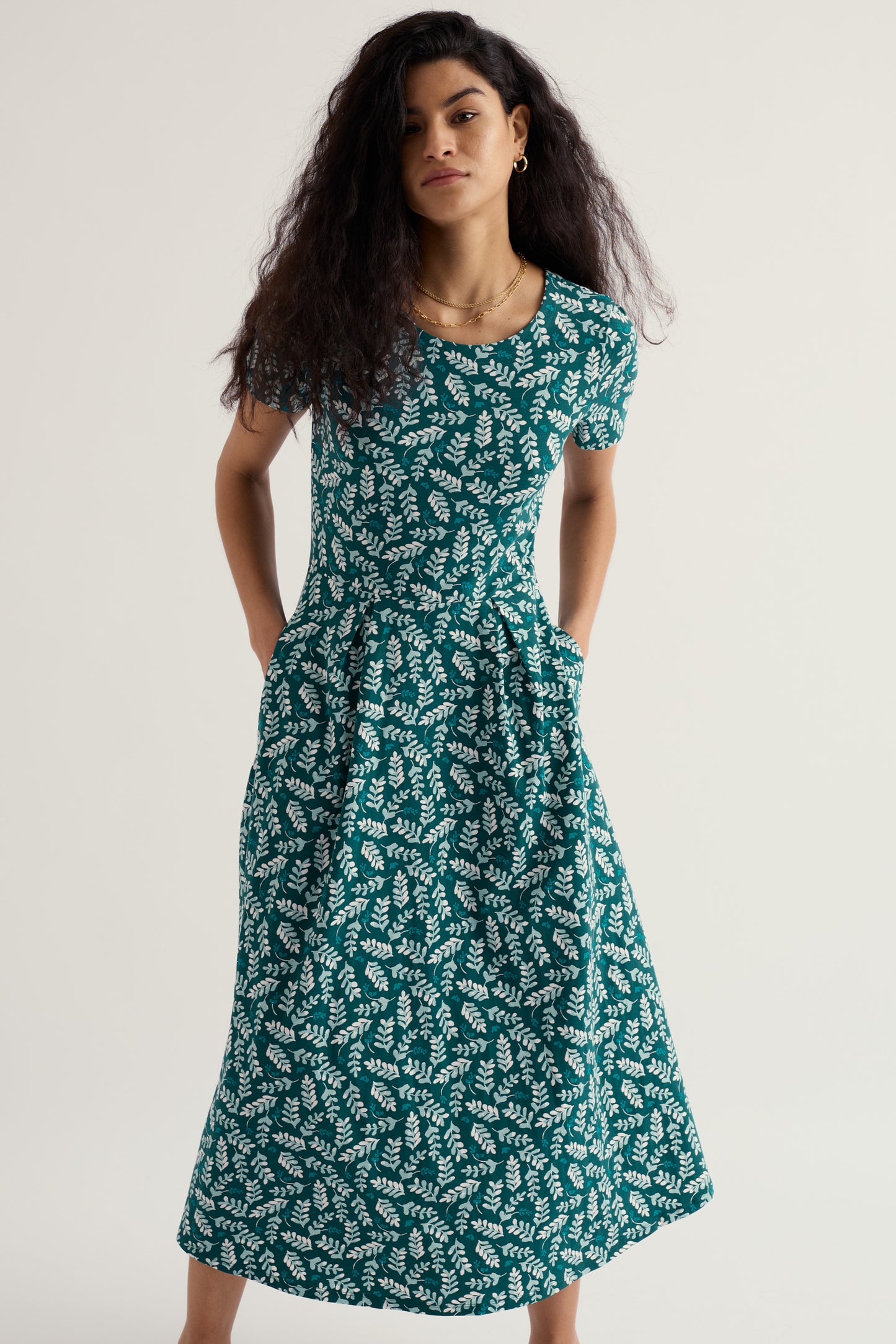 Vestito Midi Veronica a Maniche Corte in Cotone Organico Certificato GOTS