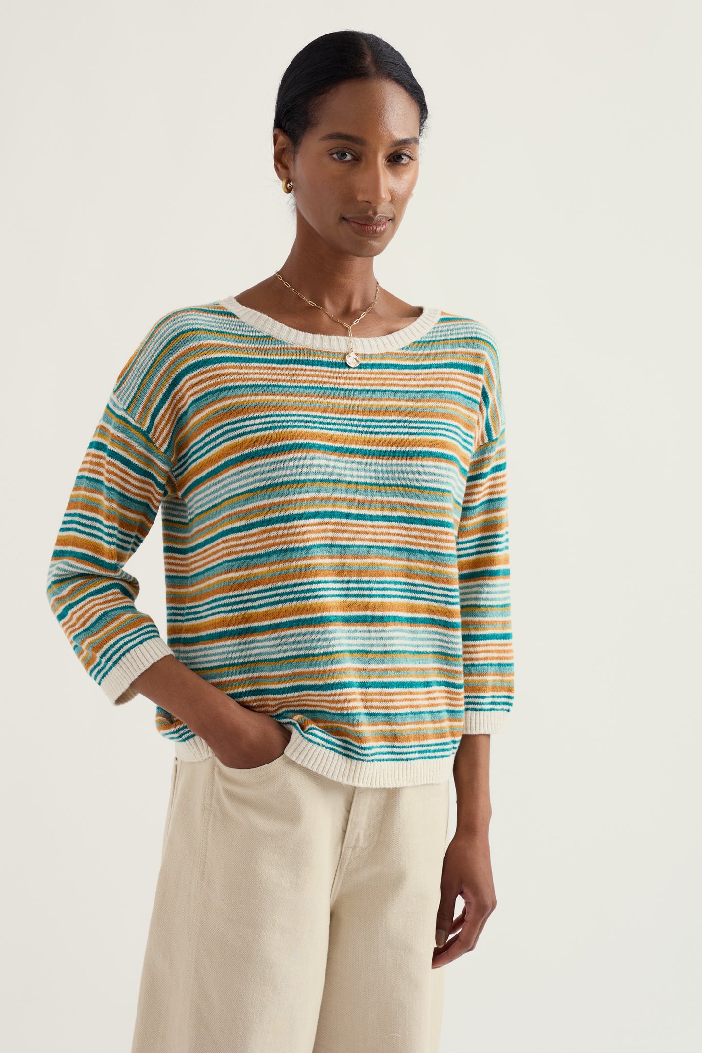 Pull rayé Knavock en lin et coton biologique