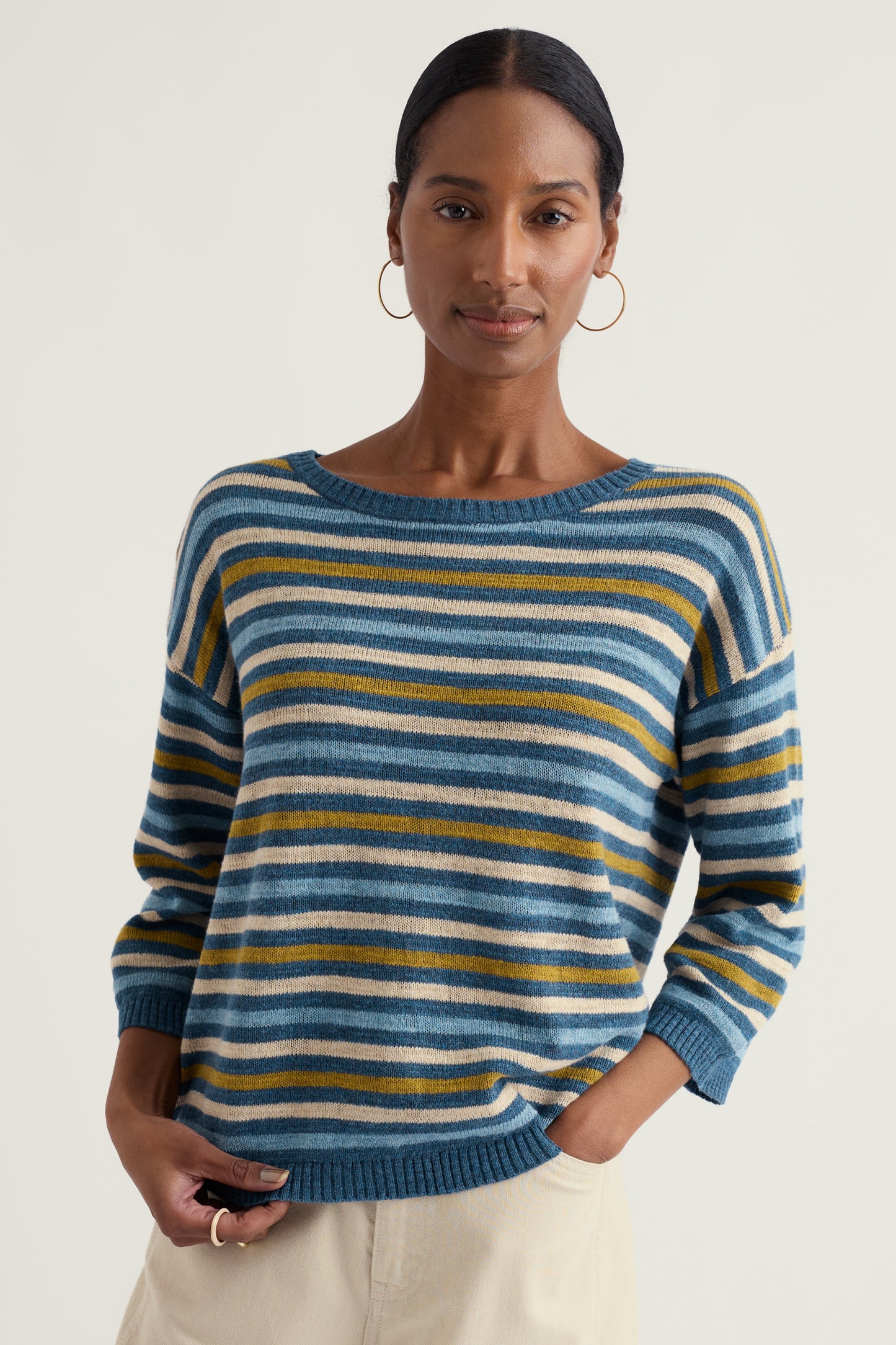 Pull rayé Knavock en lin et coton biologique