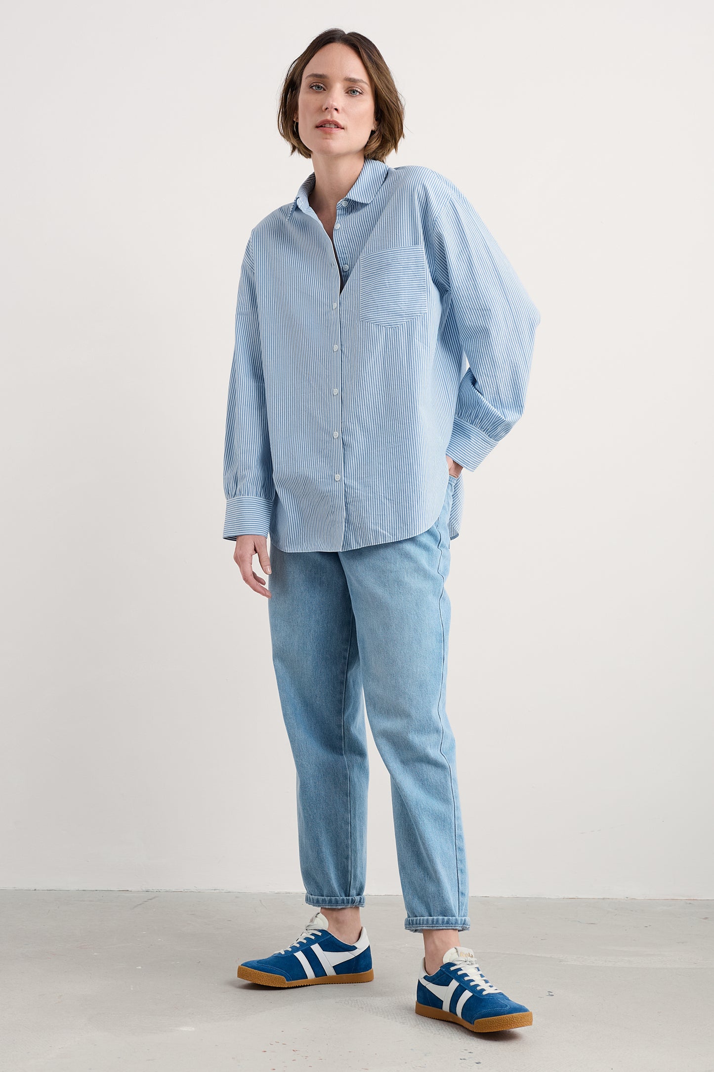 Camicia oversize Sea Path in popeline
