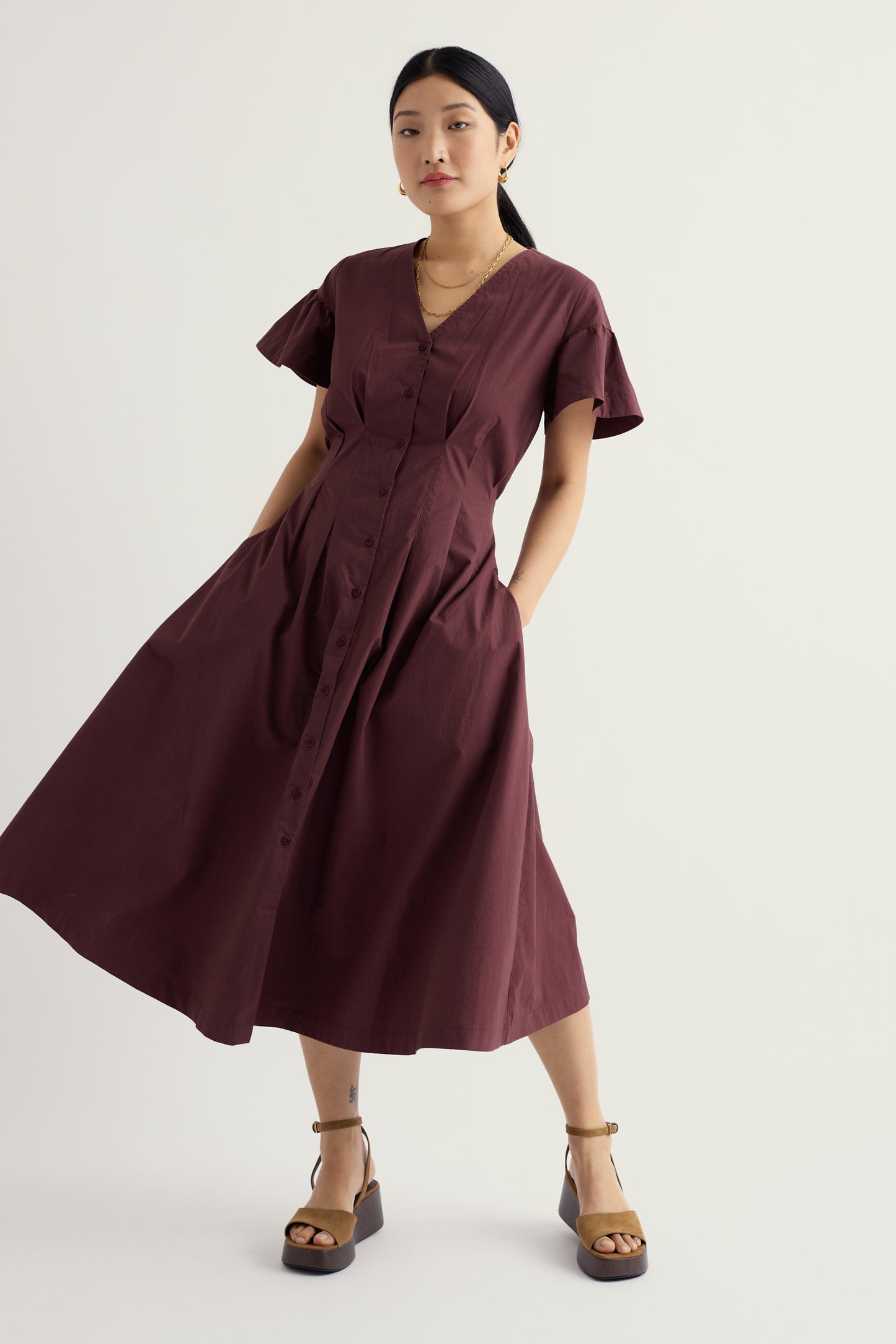 Gúna Midi Poplin Kerthen Woods