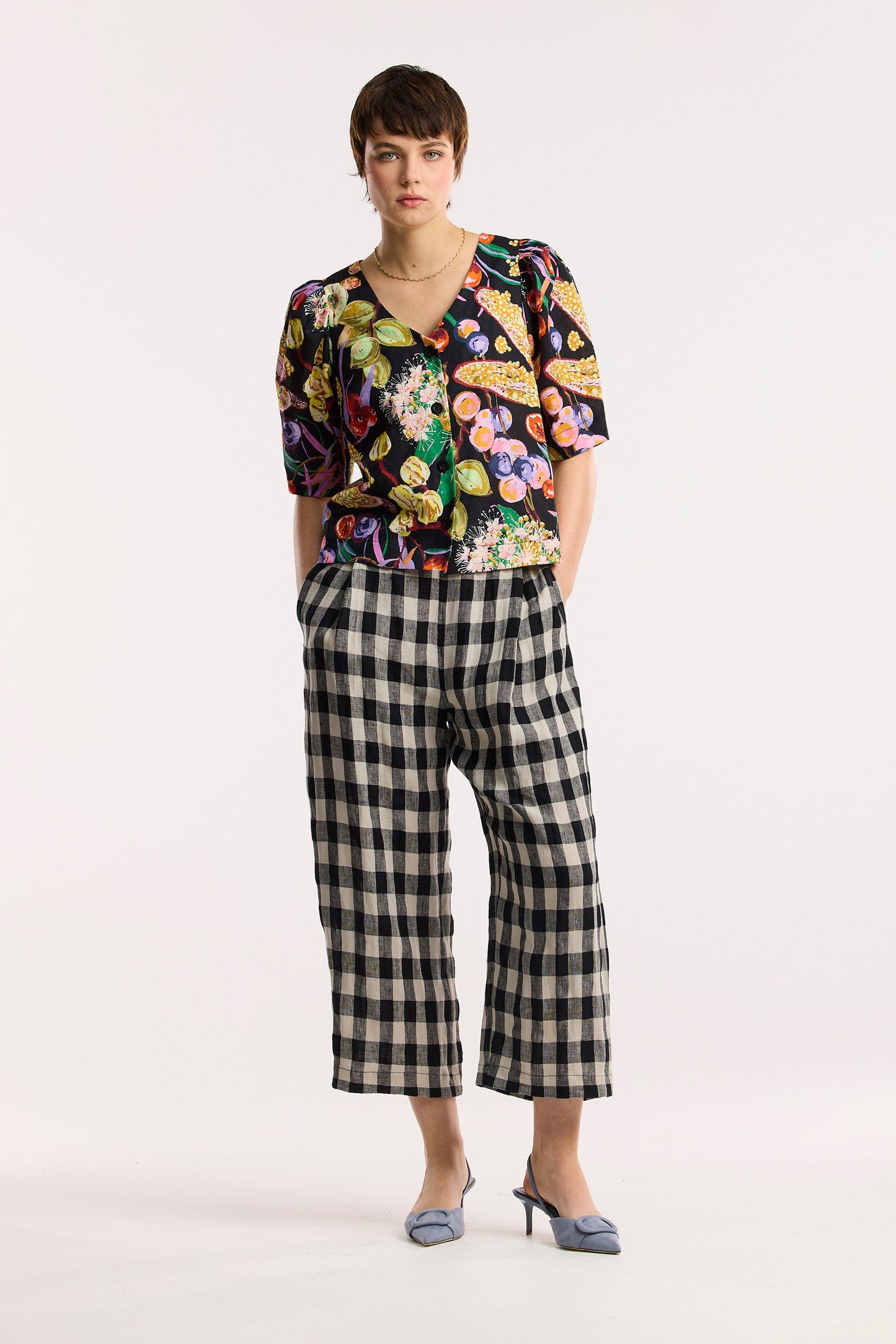 Pantalon tonneau Laneway à carreaux