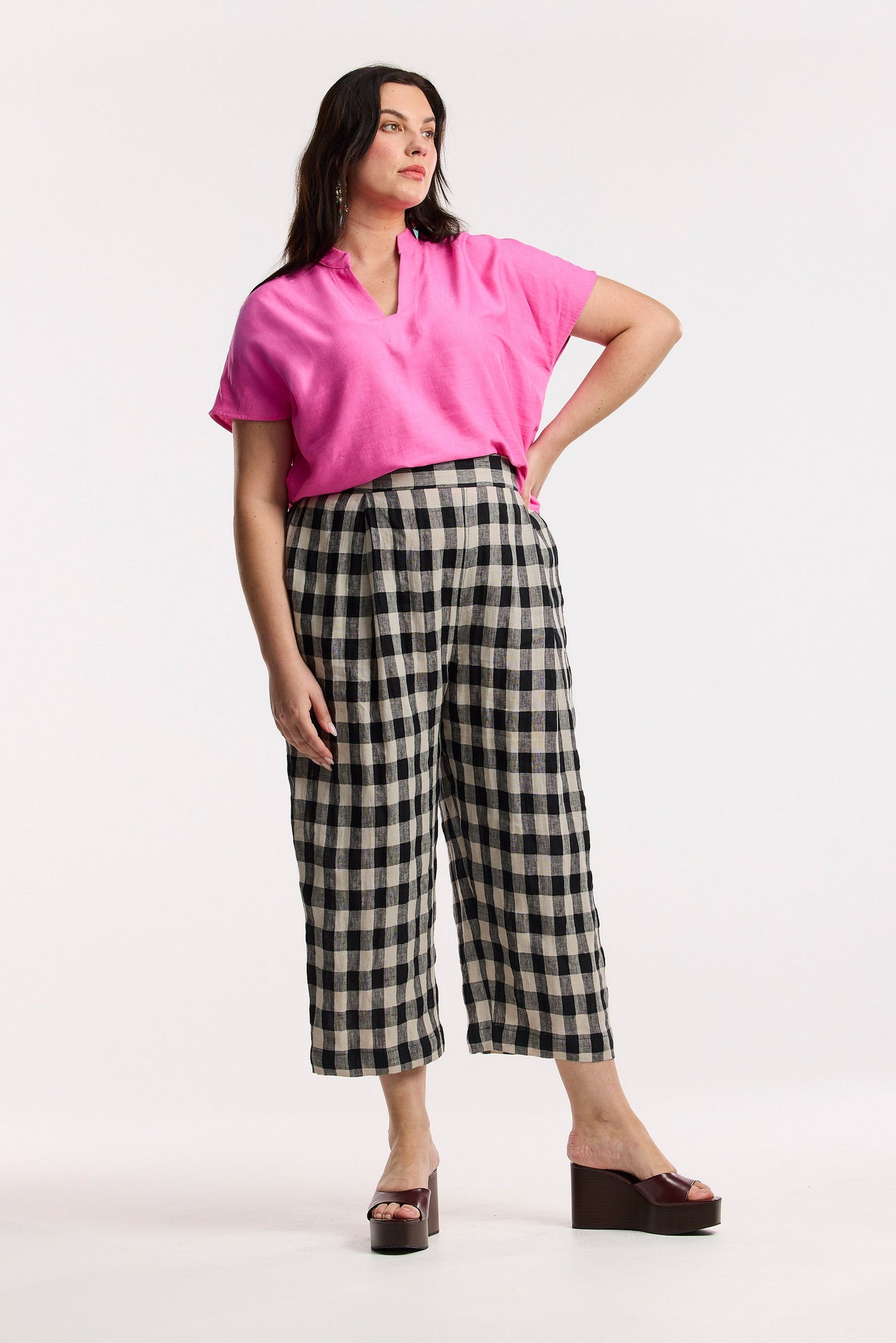 Pantalon tonneau Laneway à carreaux
