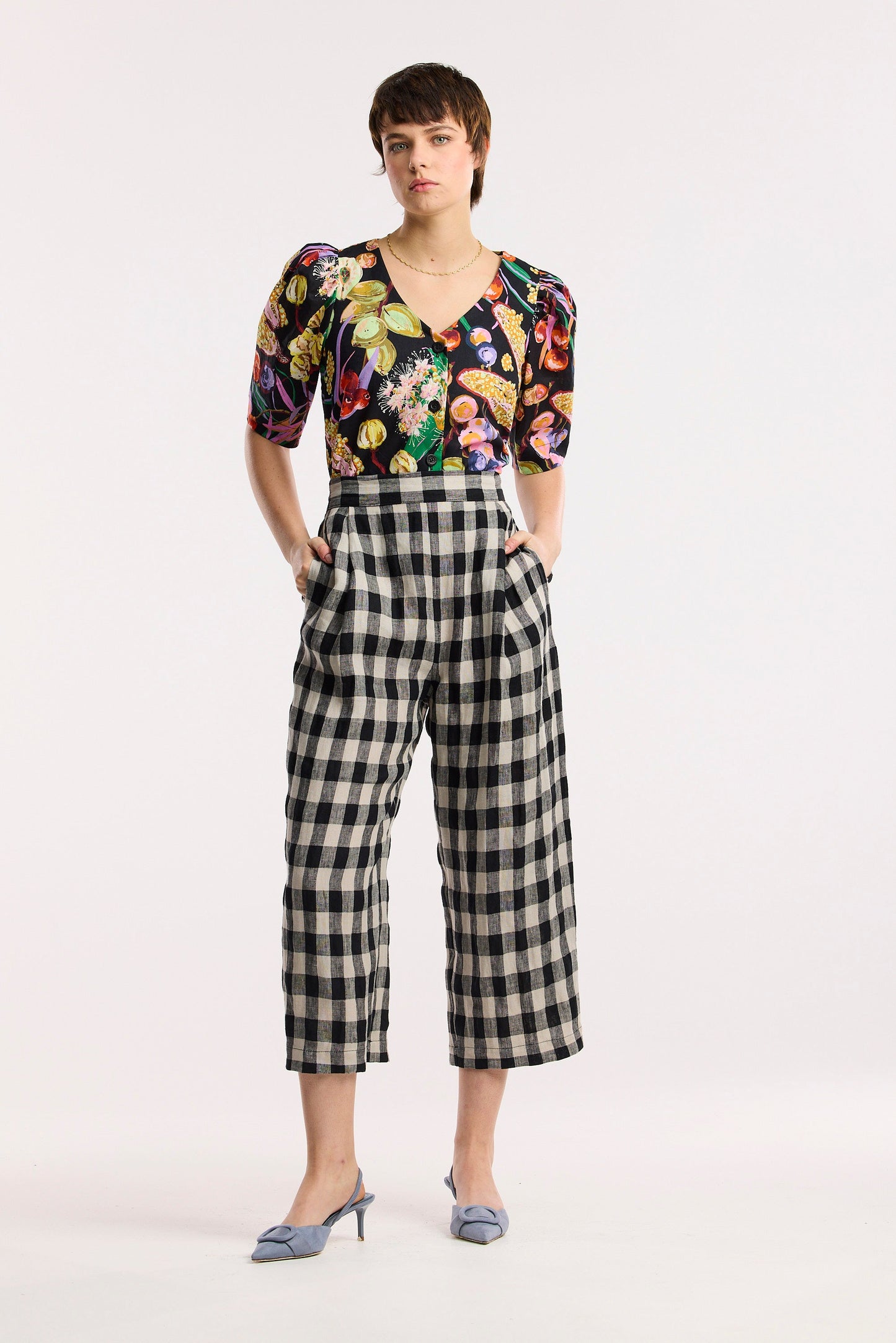 Pantalon tonneau Laneway à carreaux