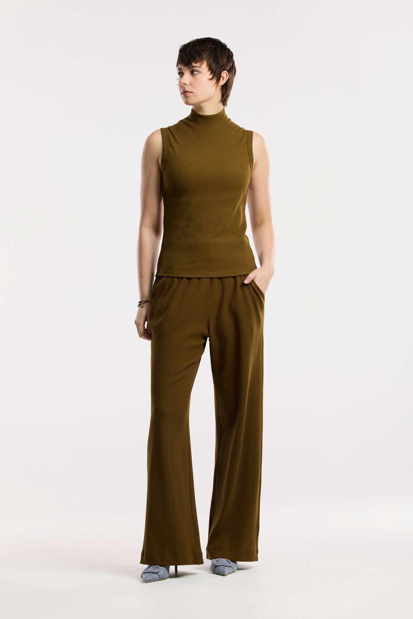 Canotta a coste con collo alto Traveller Luxe