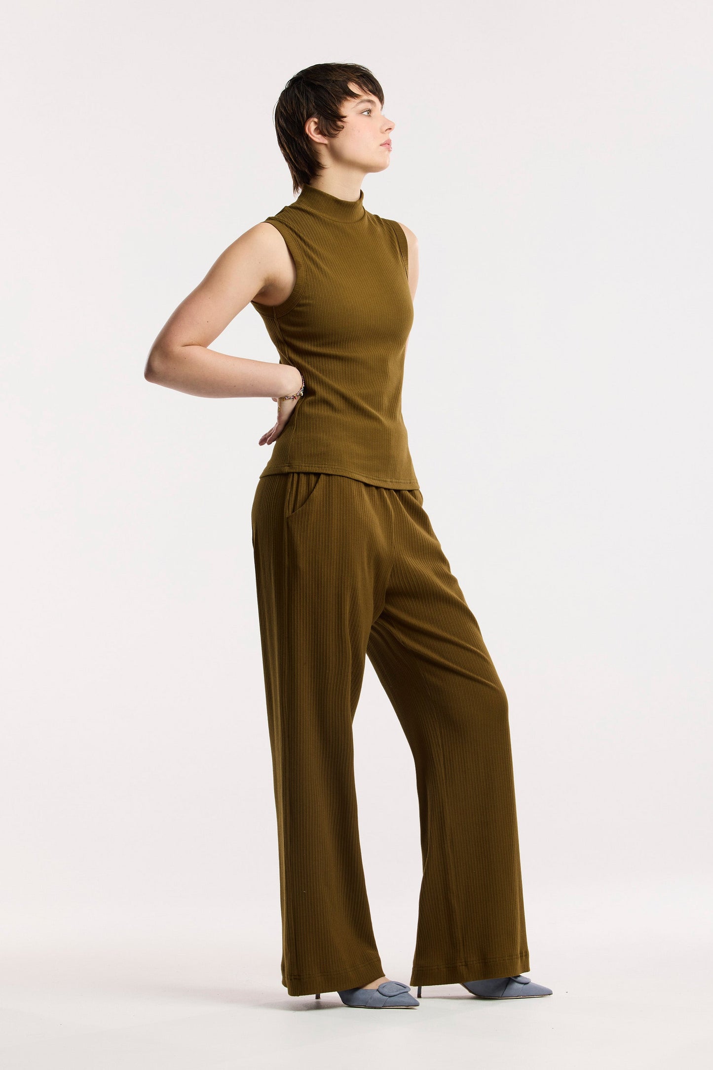 Canotta a coste con collo alto Traveller Luxe